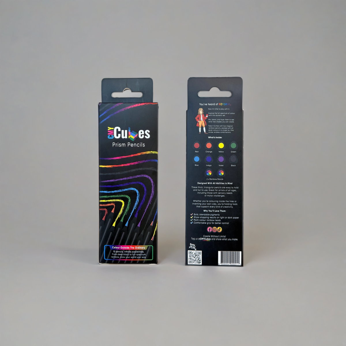 Prism Pencils set displayed with packaging