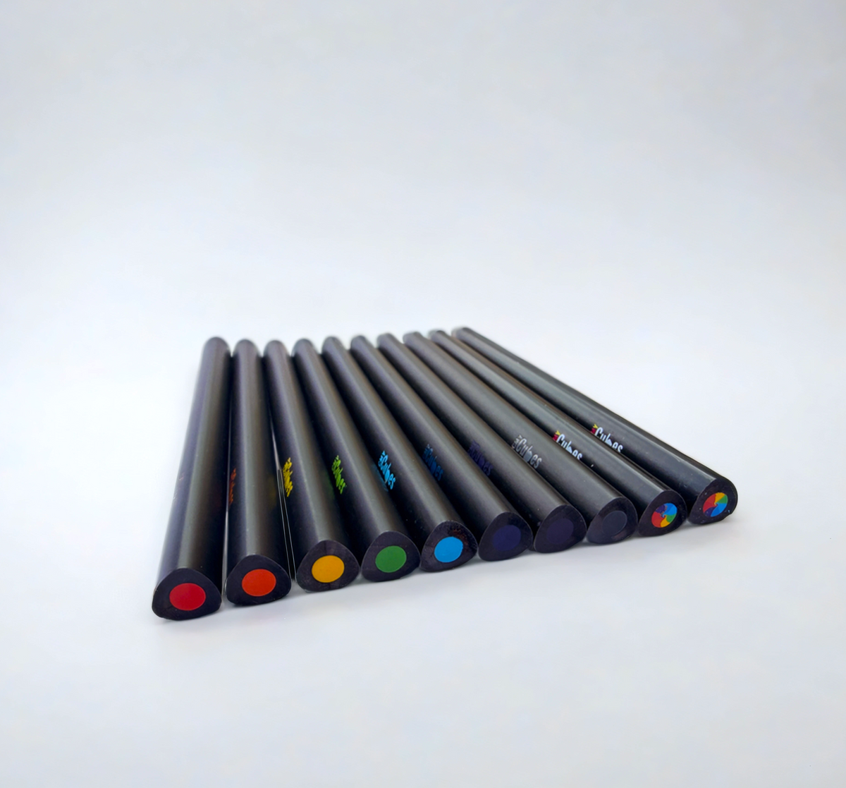 Prism Pencils ten-piece spectrum pencil set on a plain background