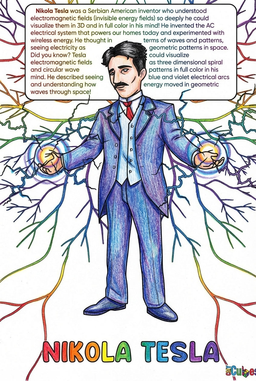 Illustrated colouring page from the Brilliant Minds Light, Colour and Physics Masters book