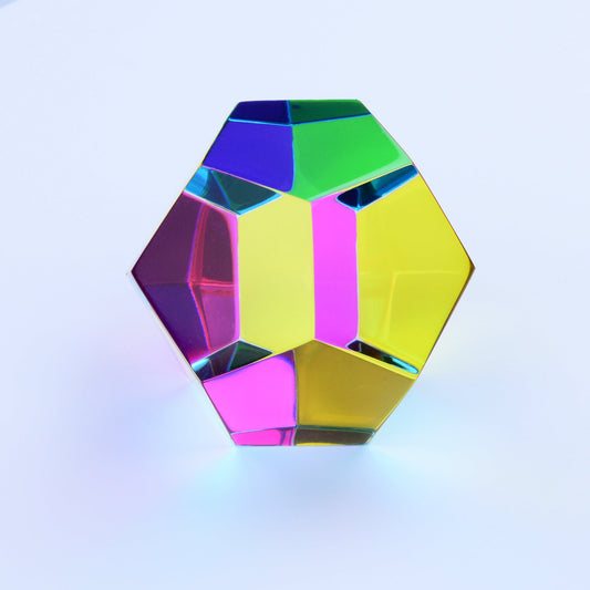 The Mundus, a translucent CMY dodecahedron, splitting light into a ring of colours