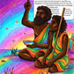 Yolngu Astronomers colouring page from the Brilliant Minds Ancient African Knowledge Keepers book, shown coloured in