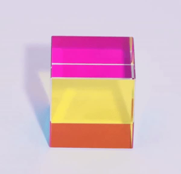 Animated view of CMY Cubes mixing cyan, magenta and yellow