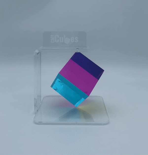 Animated view of a CMY Cube spinning on The GyroStand
